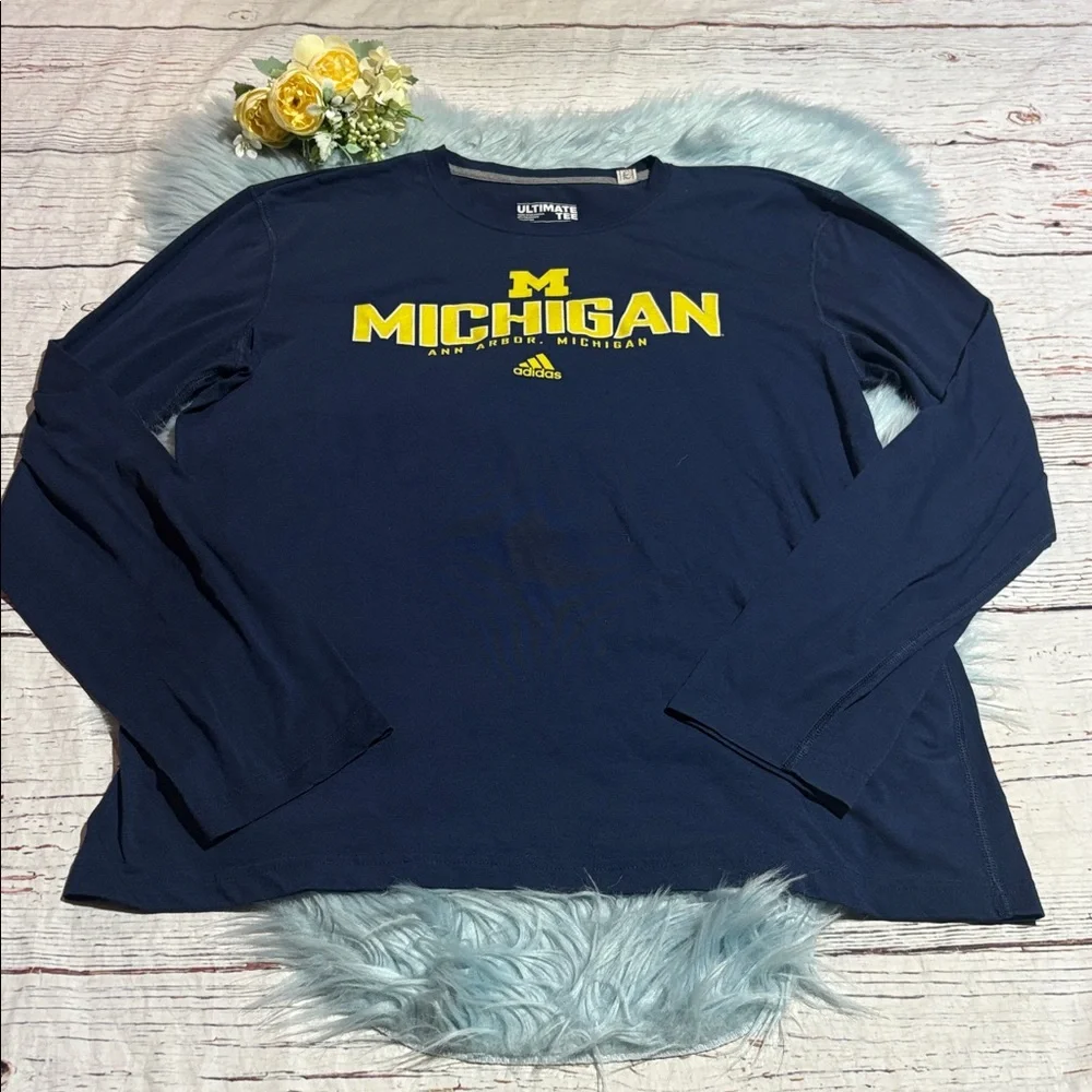 Adidas Navy Blue Michigan Wolverines Long Sleeve Tee sz XL